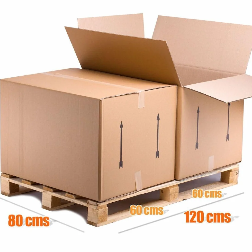 TELECAJAS | 2 Cajas 80x60x55 cm - Cajas Gigante de Cartón Mudanza Baul Grande - Medio Palet | Ideal para Envío y Guardar Objetos Voluminosos Anónimas, Doble Pared Reforzada | Pack de 2