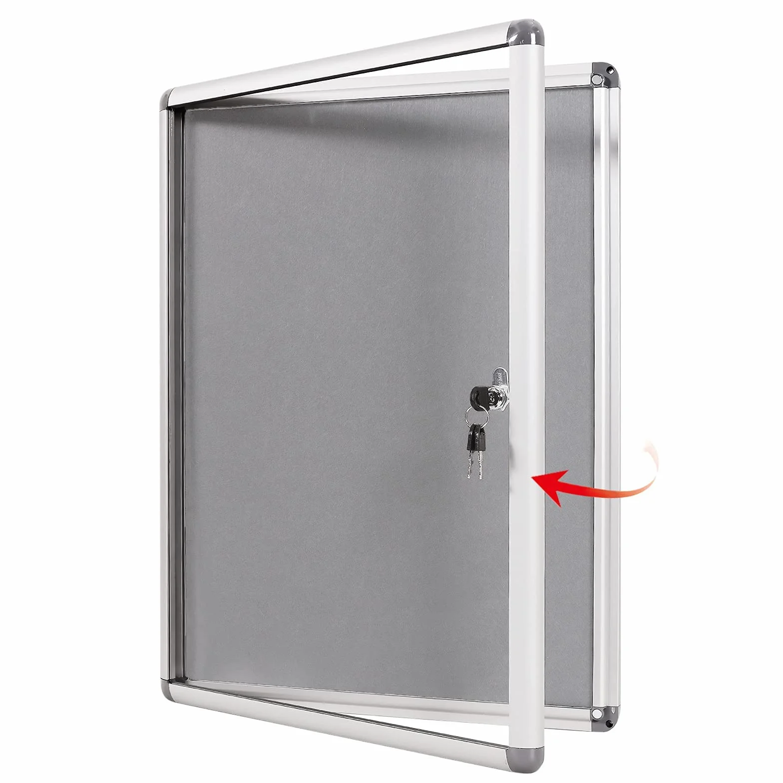 Swansea Tablón de anuncios de tela Vitrina de pared cerrada con marco de aluminio 67x50cm(4xA4)