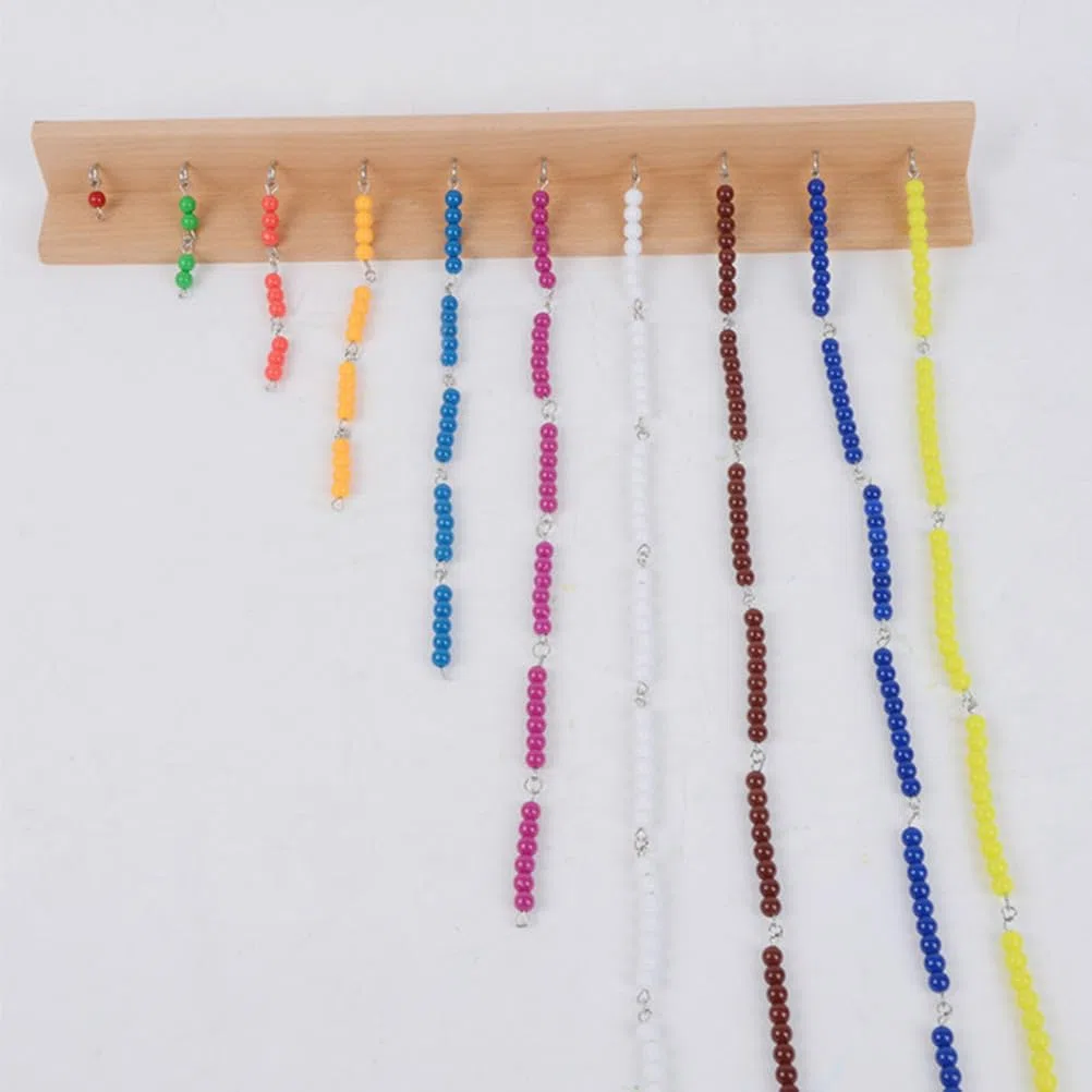 Montessori - Juego de cadena de cuentas cuadradas, manipulador de matemáticas para contar saltos y aprender cuadrados