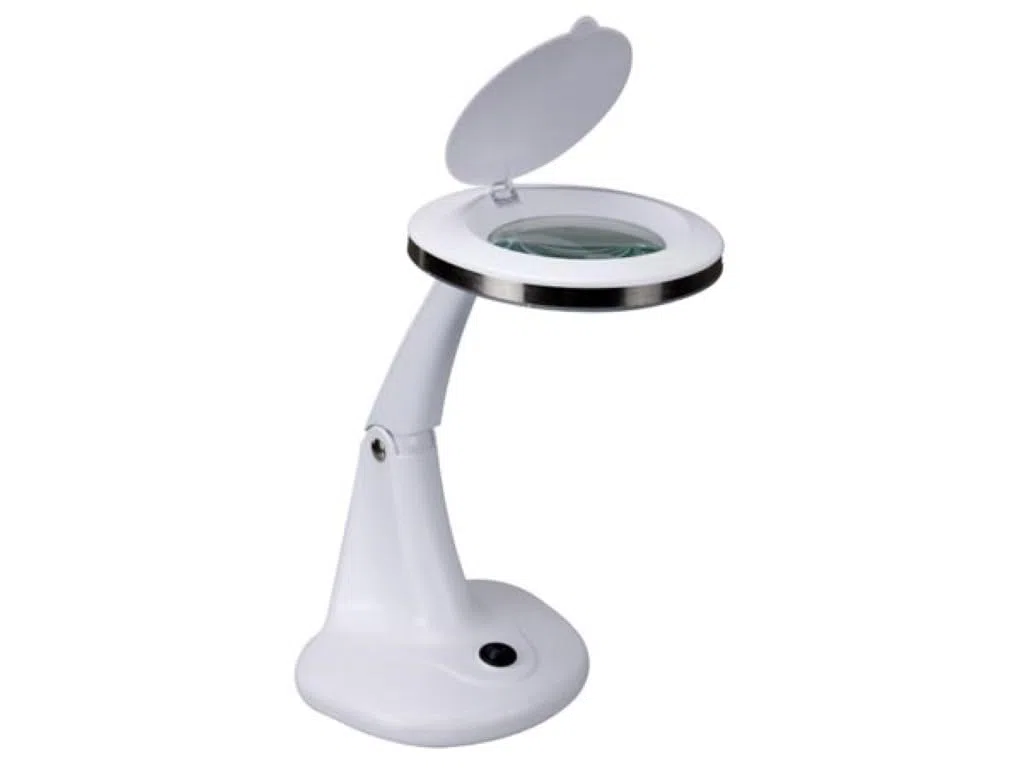 Velleman Lámpara lupa LED con base, lupa con luz 6 W, 30 LEDs, aumento 1,75x y 4x, lente 3 + 12 dioptrías 101 mm, luz diurna 6500 K, para lectura, hobby y precisión