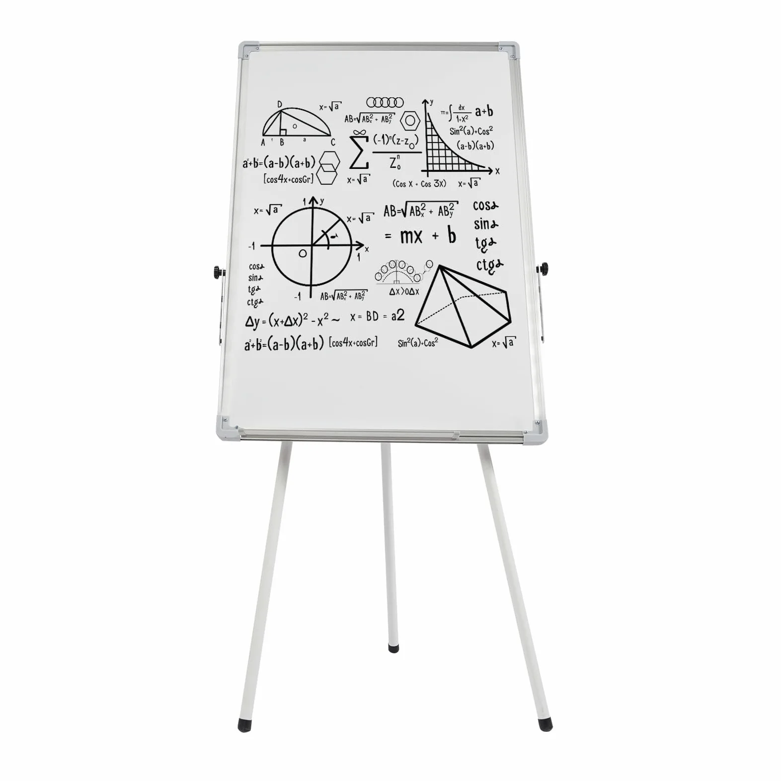 Pizarra blanca con soporte, 61 x 92 cm, magnética, portátil, borrable en seco, altura regulable, trípode con 3 bolígrafos, 1 goma de borrar, 6 imanes autoadhesivos