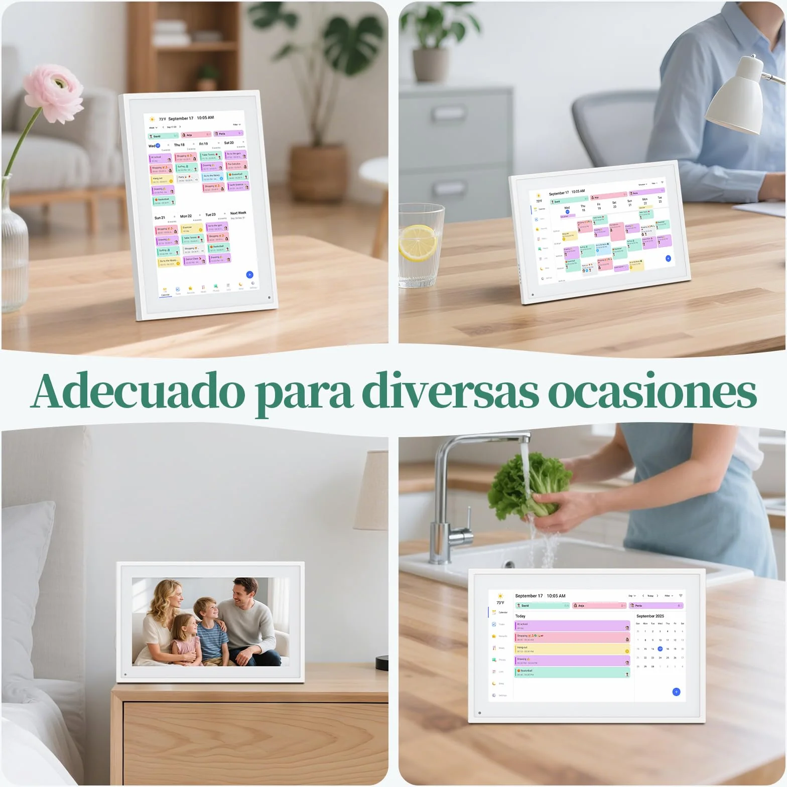 Calendario Digital de Pared 10,1 Pulgadas con Pantalla Táctil - Organizador Familiar, 32GB de Almacenamiento, Marco de Fotos Digital, Sincronización Inteligente con la Nube