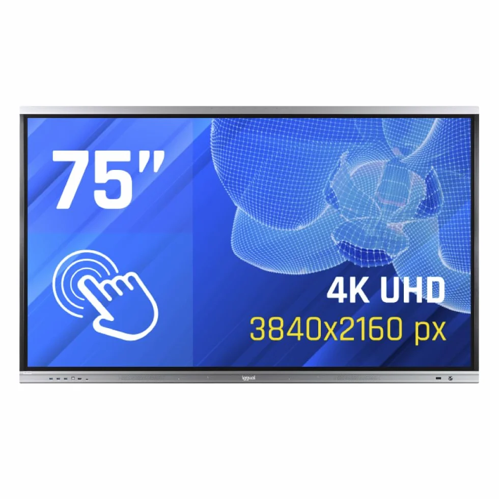 iggual Pantalla interactiva táctil ORCHID 75"- Smart Board - DLED 4K - Procesador 8 núcleos A55 - RAM 4GB+ROM 32 GB. SO - Android 14 - Pizarra digital, Oficina y aula - Trasferencia inalámbrica datos.