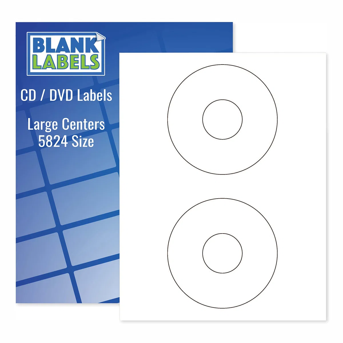 CD/DVD etiquetas compatible palabra plantilla 5824 tamaño etiquetas. En blanco etiquetas de inyección de tinta y tóner garantizada. Fabricadas en Estados Unidos.