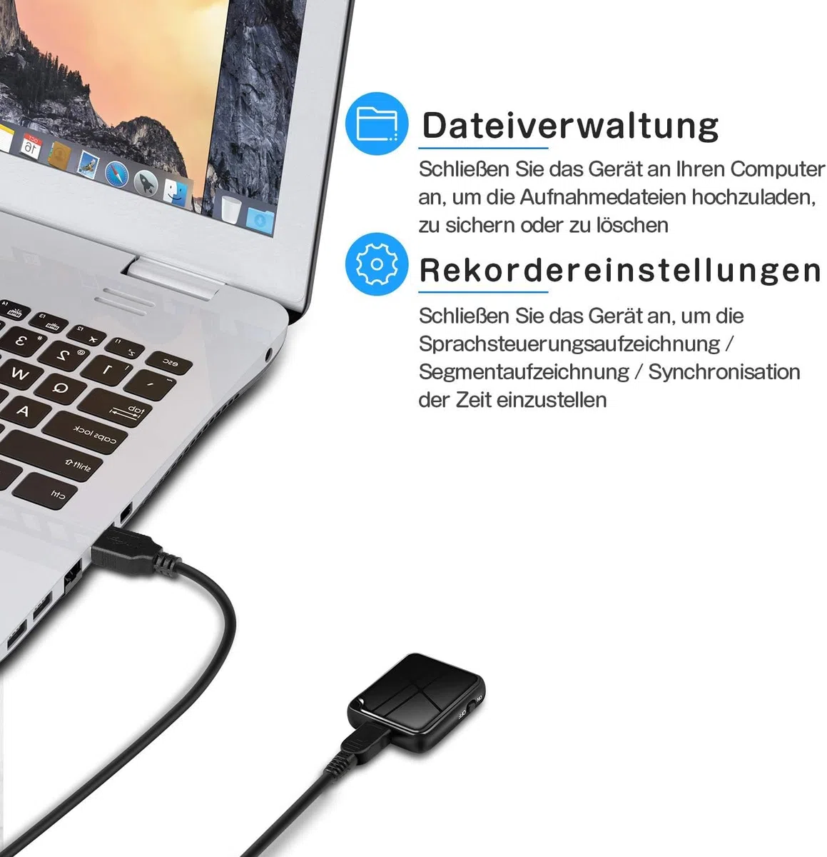 Mini grabadora de voz con activación de voz y reducción de ruido, grabación USB con un solo toque, MP3, grabadora de voz de 16 GB para conferencias, reuniones