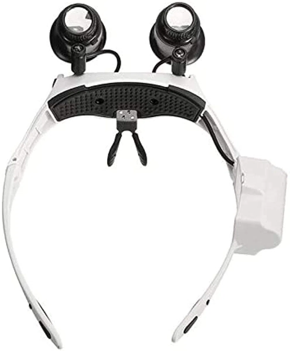 Juego De Lupas, Lupa De Diadema De 10X, 15X, 20X Y 25X con Lente Doble para Tasación, Reparación Y Medición De Relojes, con Lámpara Led.