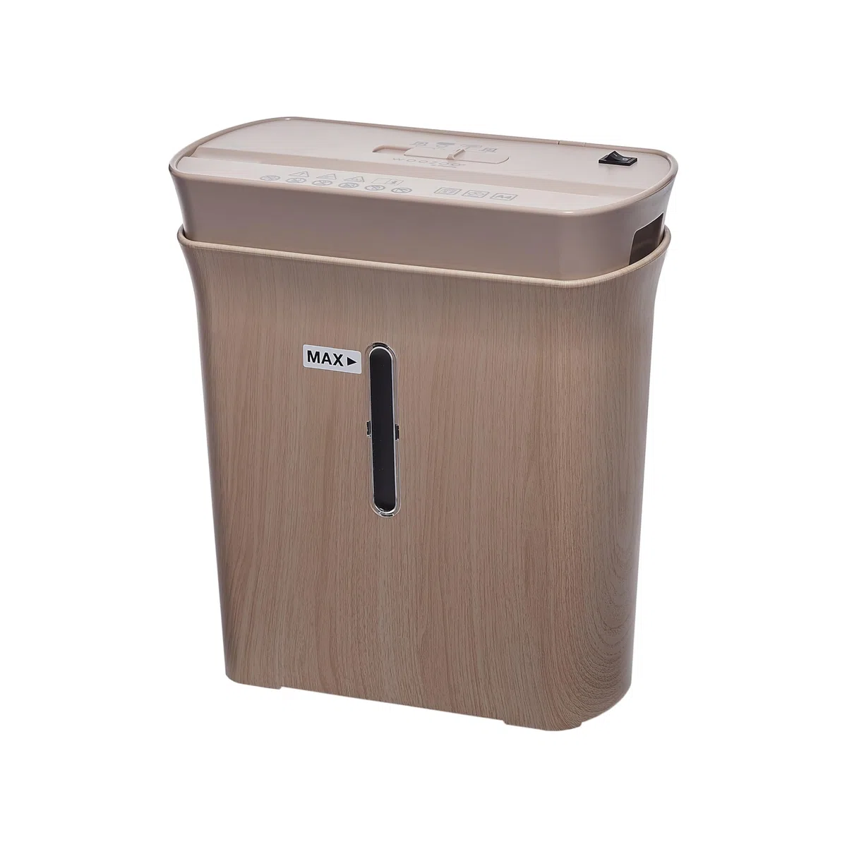 Woozoo, Trituradora de Papel/Destructora de Documentos, 8 Hojas, Tecnología Transversal, Papelera de 8,9L, Papel A4 - Personal Shredder Cross Cut P8GCD - Color Madera