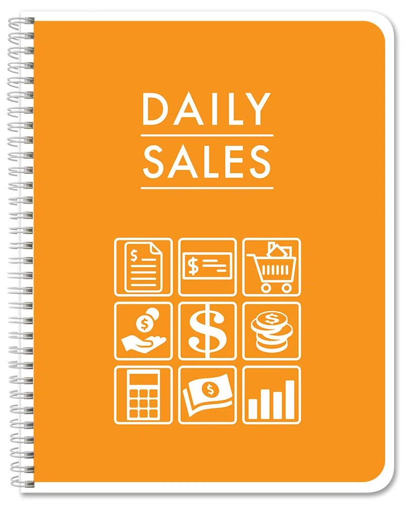 BookFactory Cuaderno de registro de ventas diarias, Wire-O, 100 páginas | Registro de resumen de ventas para pequeñas empresas, 8.5 x 11 pulgadas, fabricado en Estados Unidos