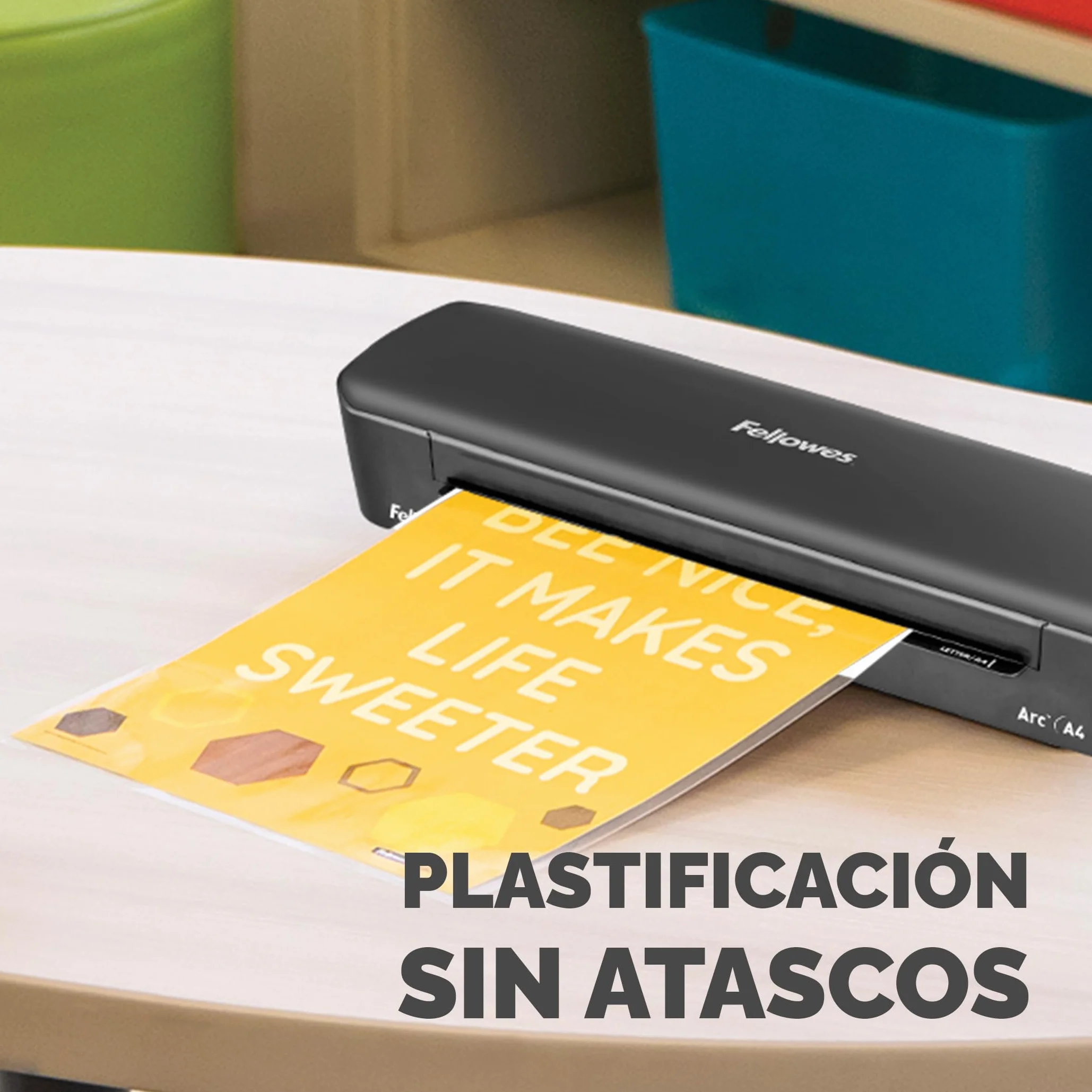 Laminadora Fellowes Arc A4, para plastificar en caliente bolsas de hasta 80 micras, palanca antiatascos, pasatiempos creativos, 30 cm/min, 4570001