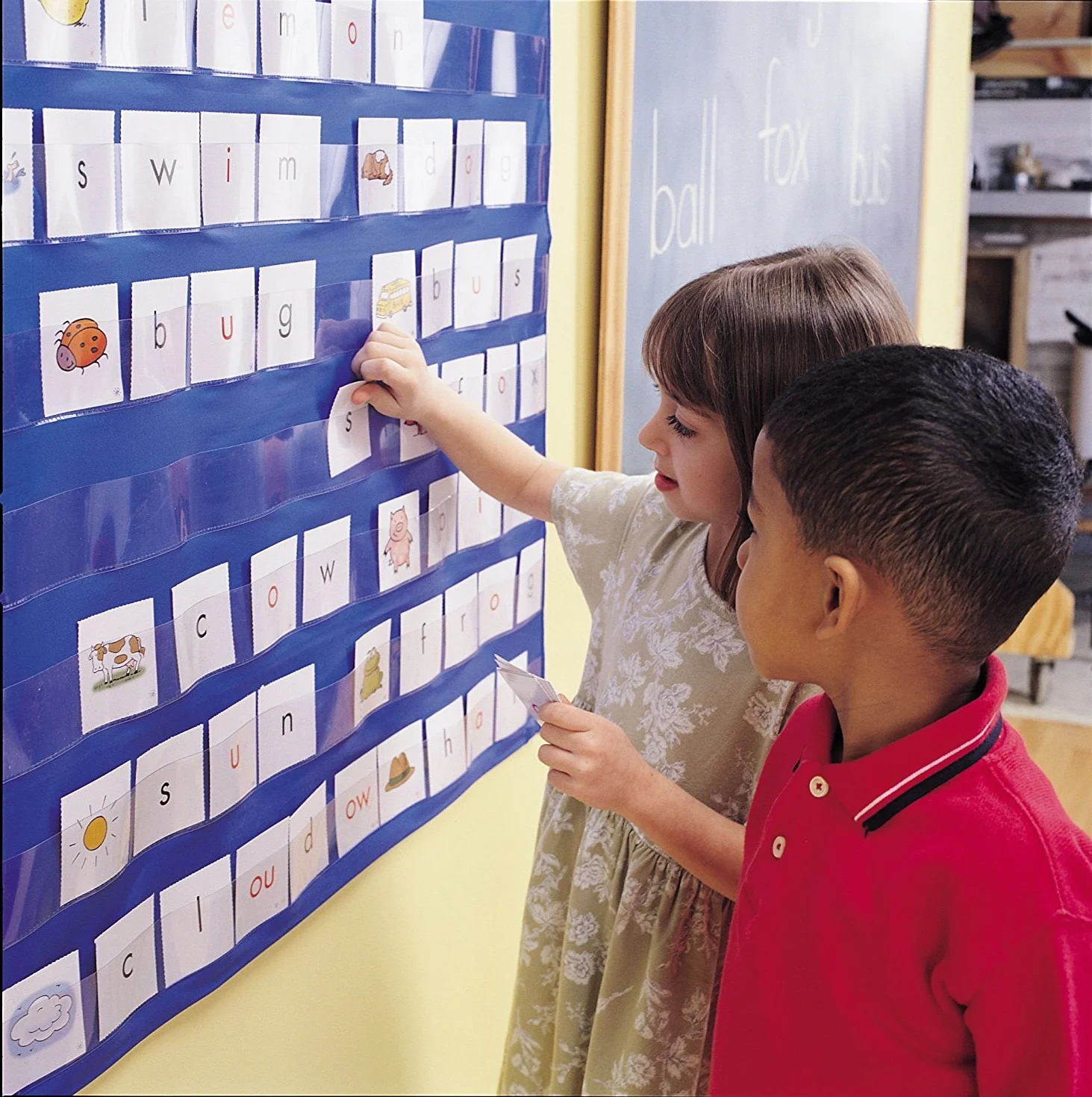 Learning Resources Panel de Bolsillos Educativo 10 Bolsillos Transparentes 85x107 cm para Aula Lectura Escritura