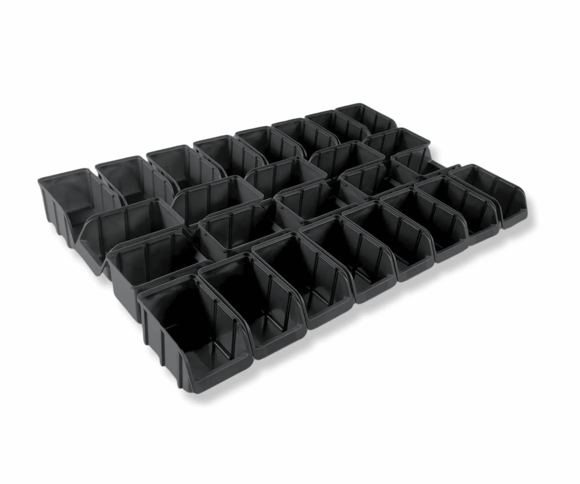 hünersdorff 26 cajas apilables, tamaño 3, de polipropileno irrompible, recicladas, ideal para sistemas de ordenación y clasificación, placas de pared, estanterías, estanterías de taller, color negro