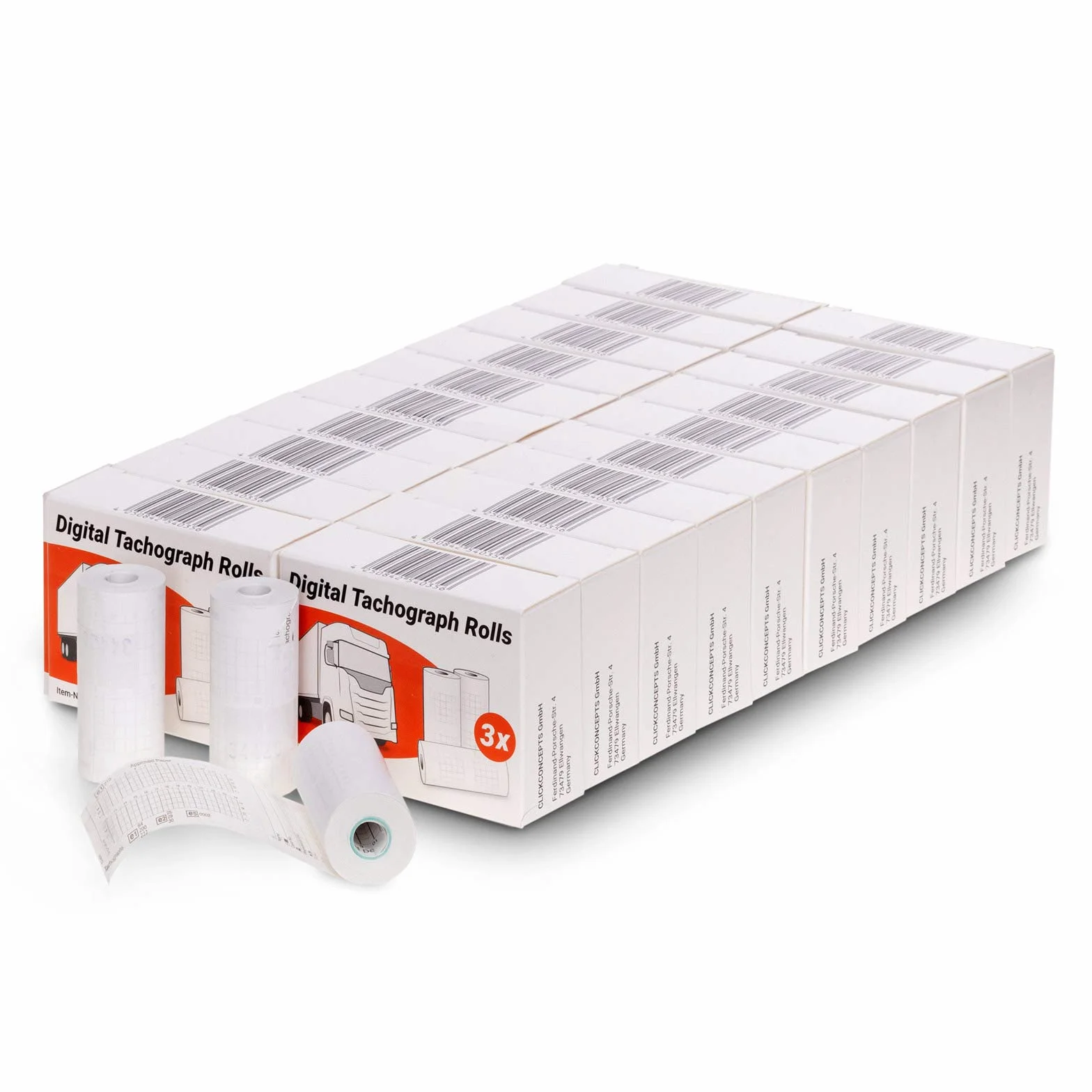 Rollos de tacógrafo para camiones (8 m), papel térmico 57/28/7, paquete de 60 unidades