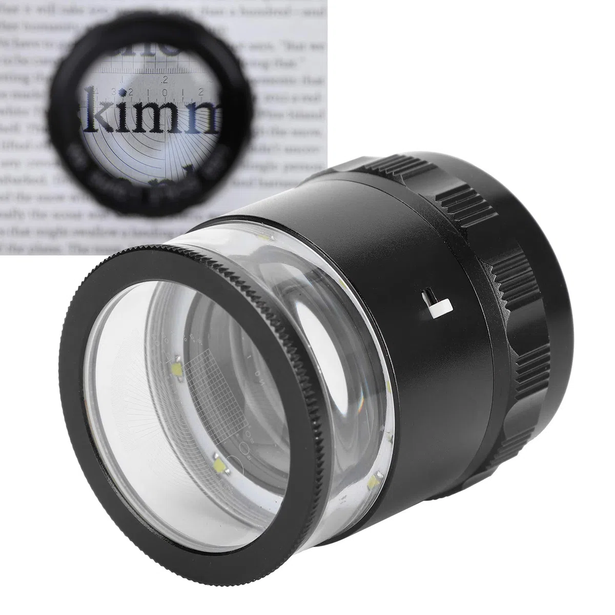 Lupa de Aumento 10X con Escala Ajustable Vidrio óptico de Alta Definición para Aficionados y Profesionales 8LED Iluminados