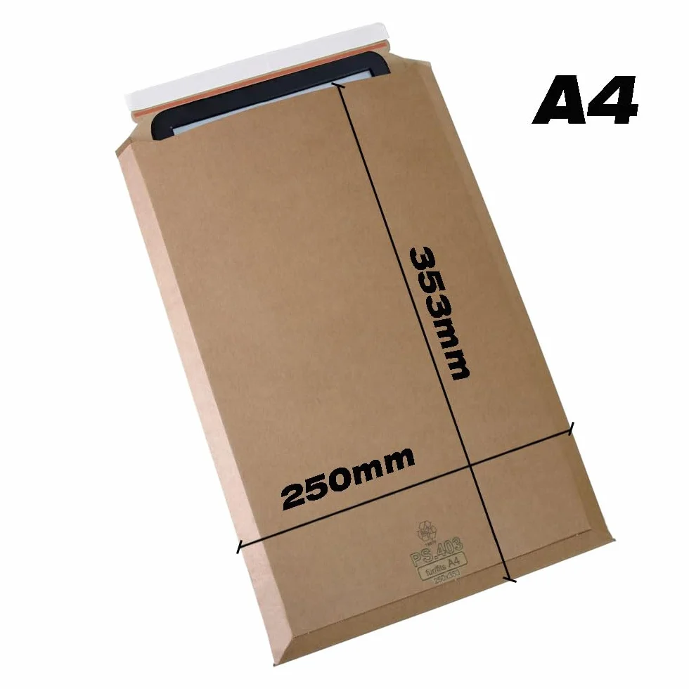 Sobres de cartón rígido A4 para microondas, 250 x 353 mm, ampliables 5 cm, 450 g/m2, marrón, cierre autoadhesivo