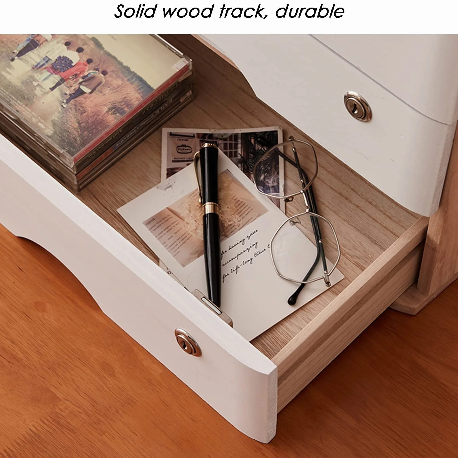 Caja de almacenamiento de escritorio de madera con cajones con cerradura, organizador de archivador de escritorio para suministros de oficina, papeleo y accesorios, gabinete de datos de escritorio de