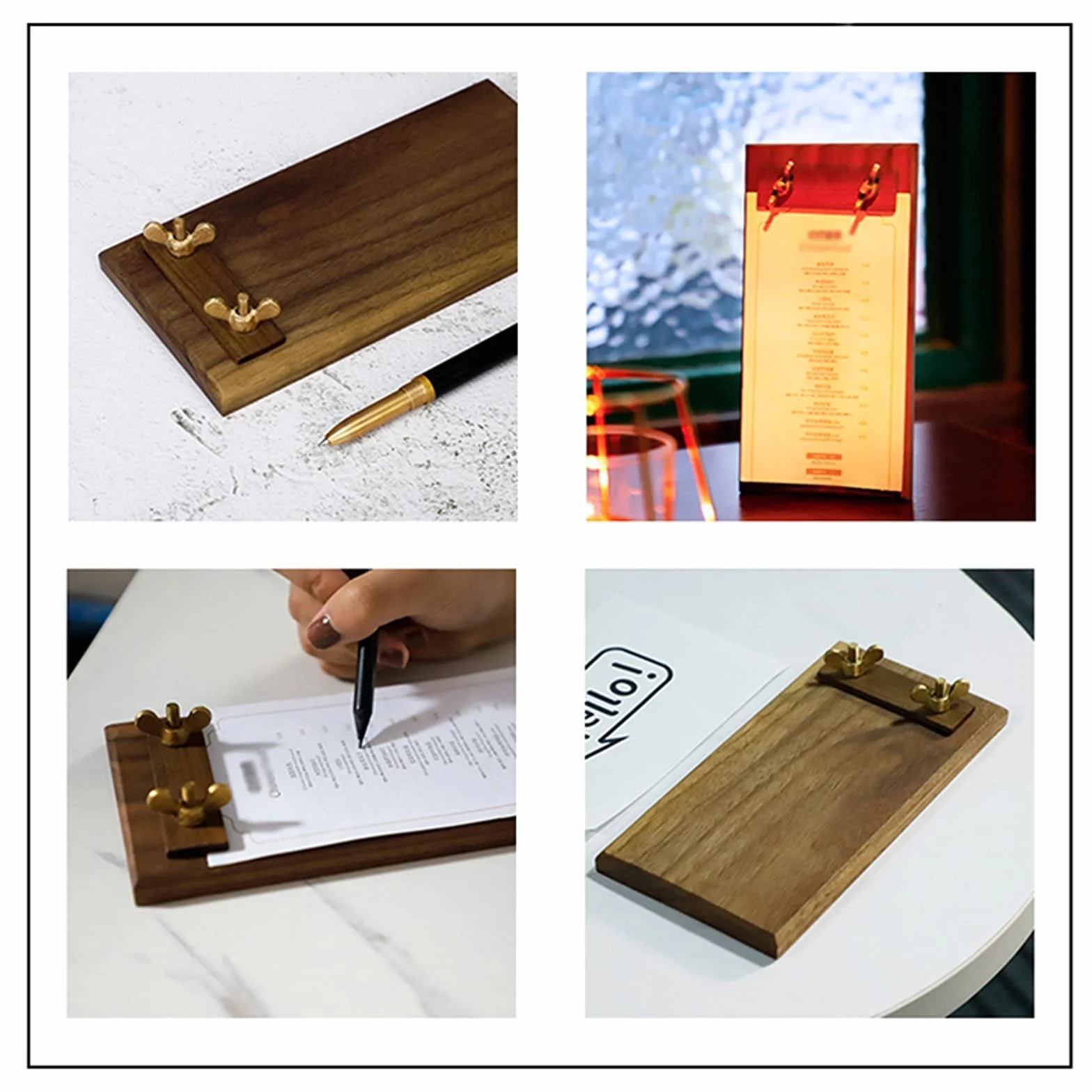 Carpetas de archivos Multifunción WoodGrain Portapeboard Folder Folder Recopilación de datos Libro de almacenamiento Binder for documentos, obras, menús, dibujos (tamaño 3) Carpetas de archivos de Off
