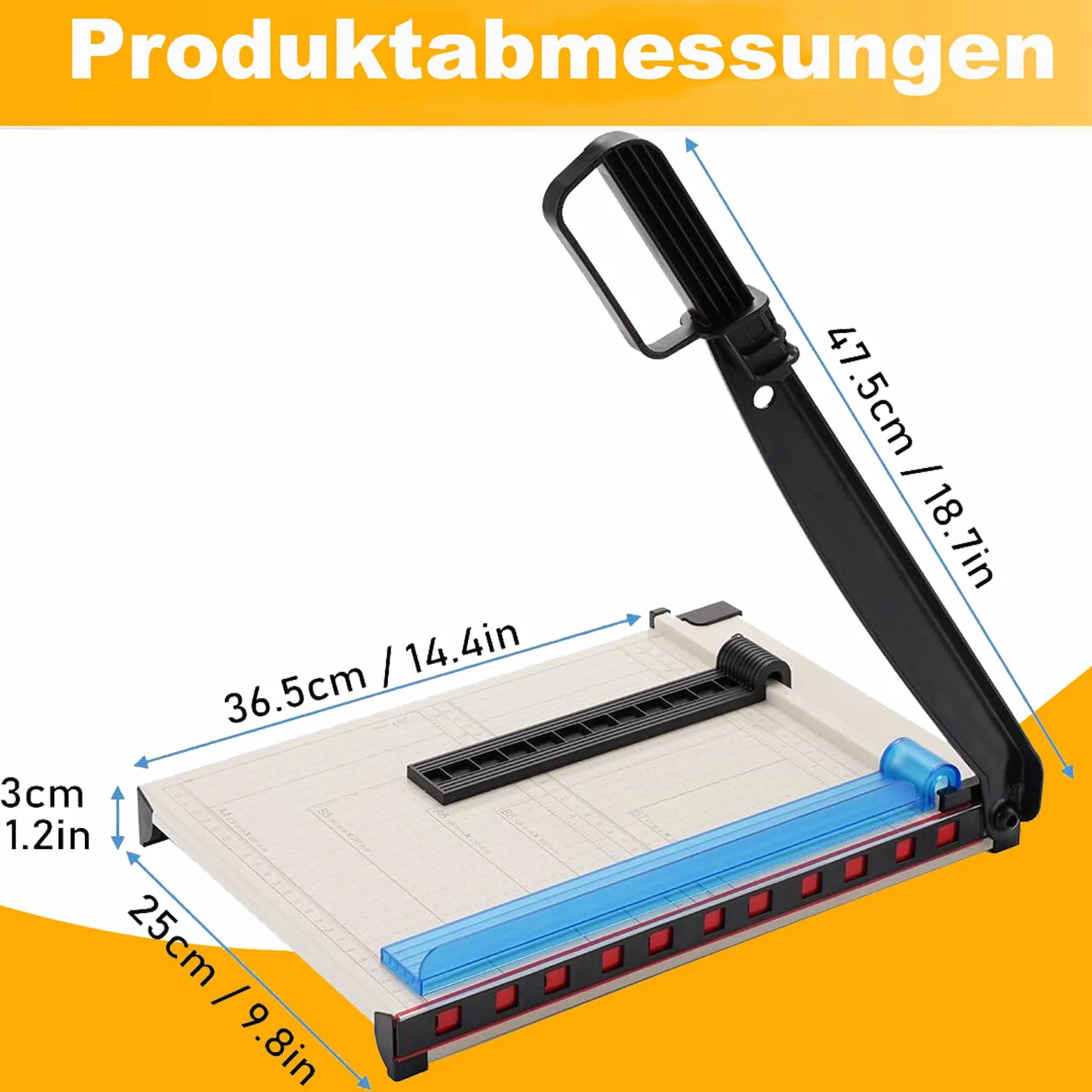 Guillotina de Papel con Base de Metal, Dispositivo de Protección, Cizalla Papel A4 B5 A5 B6 B7, Cortador de Papel Profesional Capacidad 12 Hojas, Máxima Precisión, Perfecto para Fotos, Papel, Blanco