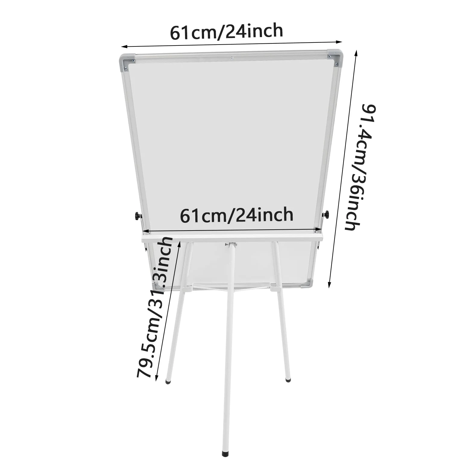 Pizarra blanca con soporte, 61 x 92 cm, magnética, portátil, borrable en seco, altura regulable, trípode con 3 bolígrafos, 1 goma de borrar, 6 imanes autoadhesivos