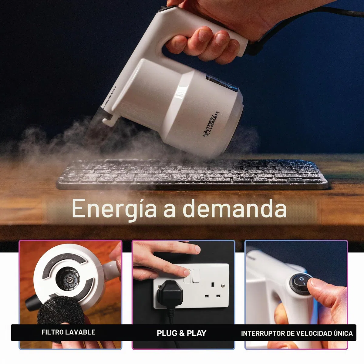 IT Dusters CompuCleaner - Soplador de aire eléctrico original para PC, laptop, consola, electrónica, limpieza del hogar, alternativa ambiental a las aspiradoras de computadora y limpiador de teclado