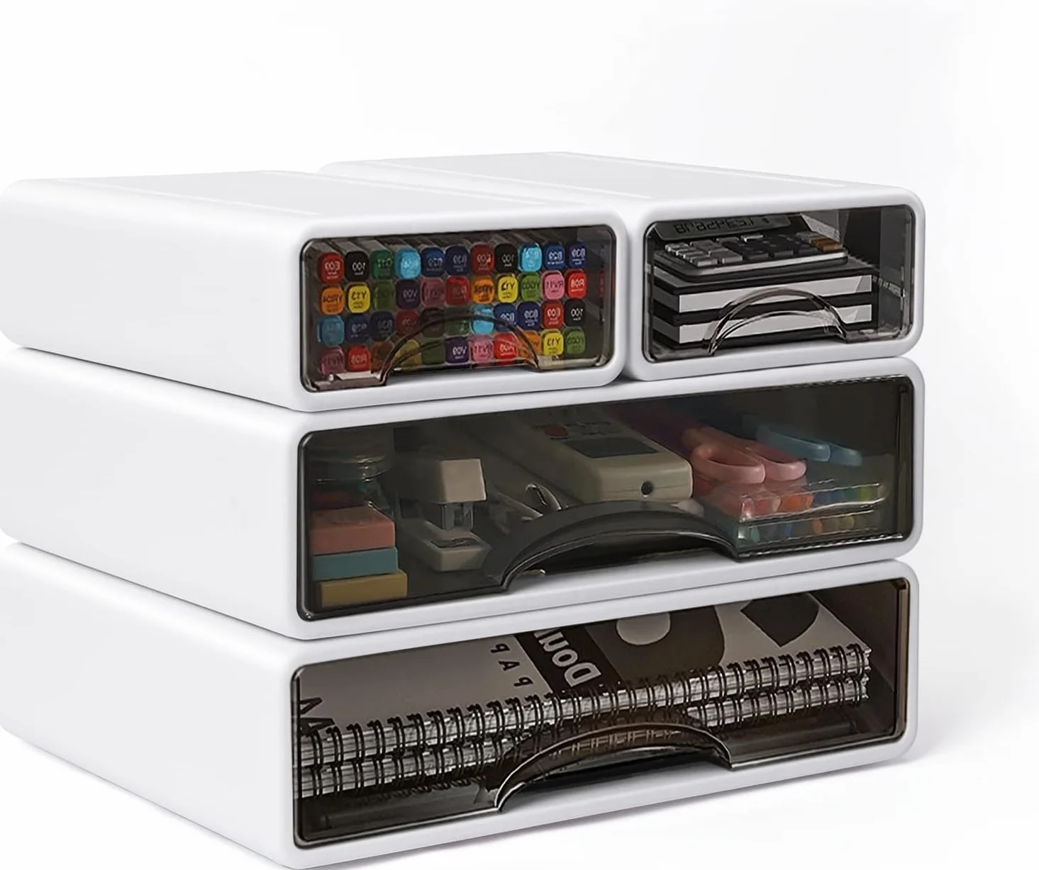 Organizador de escritorio apilable 3 niveles 4 cajones almacenamiento