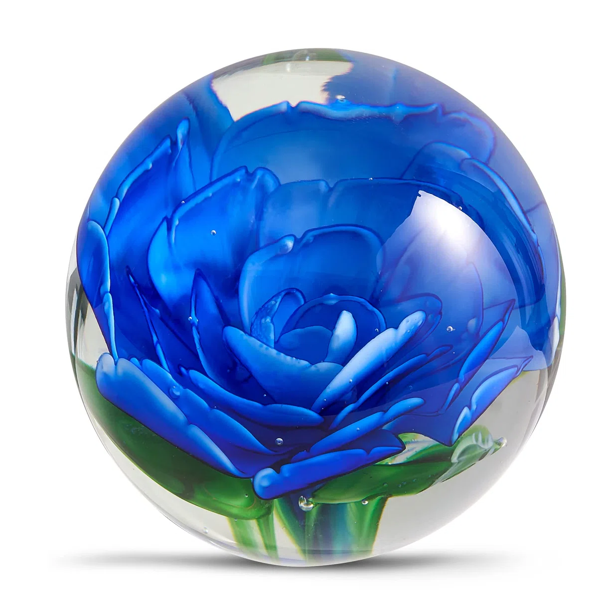 EUSTUMA Figura de pisapapeles de flores de vidrio para el escritorio. Déle un regalo de la persona que amas para la decoración del jardín. (Azul)