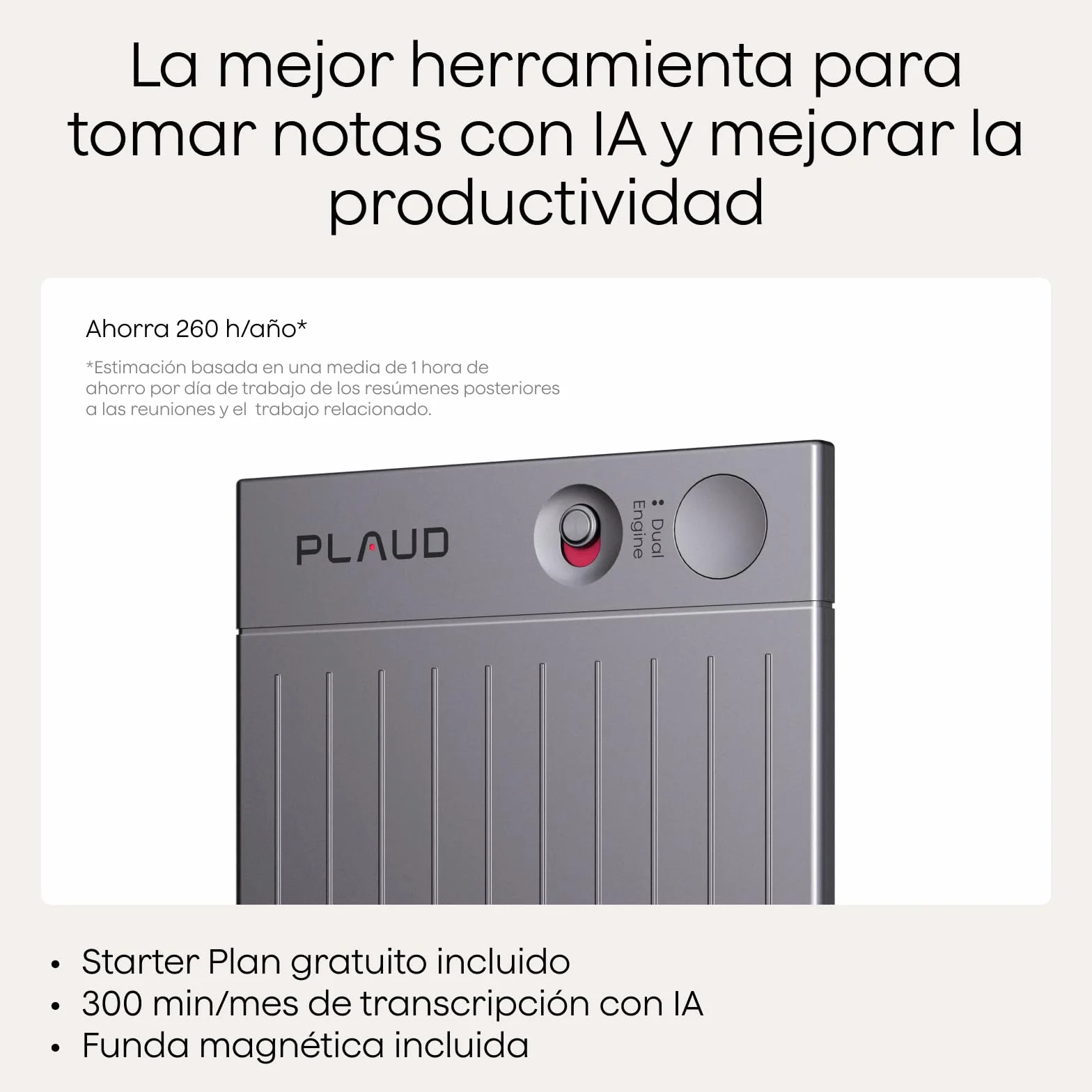 Plaud Note Grabadora de Voz IA Funda Negra Transcripción Resumen 112 Idiomas Control por App