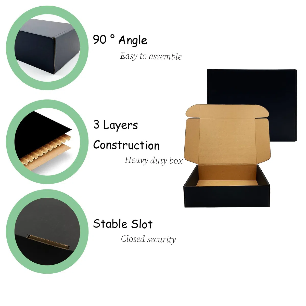 Paquete de 24 cajas de envío negras de 11 x 9 x 3 pulgadas, cajas de embalaje de cartón corrugado para envíos por correo, cajas de cartón corrugado para embalaje de pequeñas empresas, cajas de envío