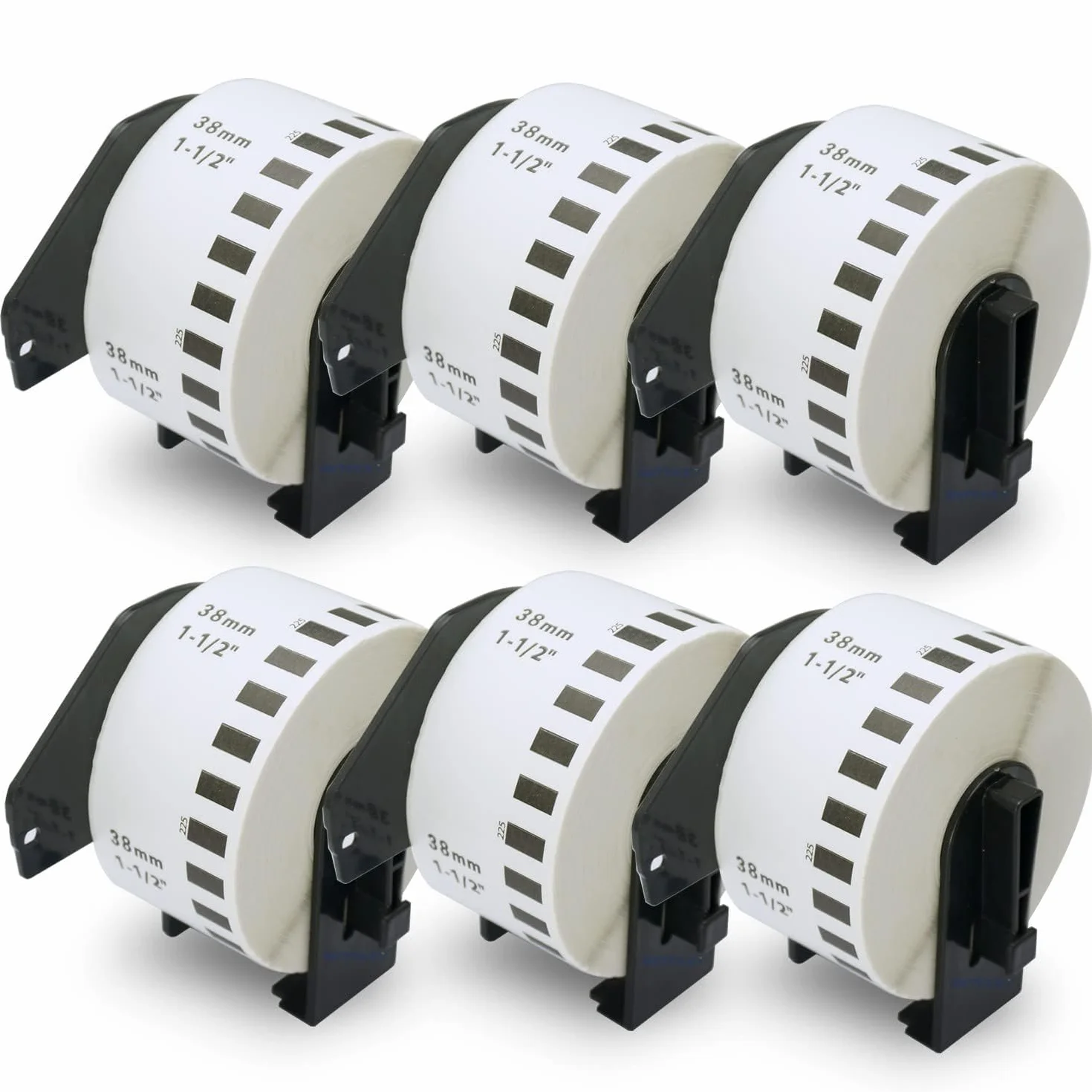 BETCKEY - 6 Rollos de DK-22225 Cinta Continua de Papel Térmico Compatible con Brother, 38mm x 30.48m, 6 continuous Etiquetas para Impresoras de Etiquetas QL