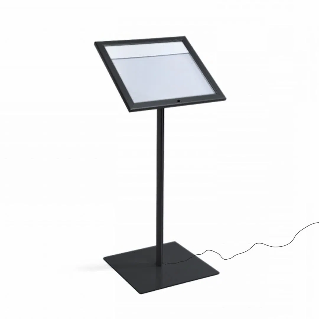 Danieli Store - Expositores de Pie 2xA4 para Exterior. Soporte Para Menu de Aluminio con Llave. Atril para Tiendas y Restaurantes. Porta Menu Exterior con y sin Luz LED Con Panel Personalizable