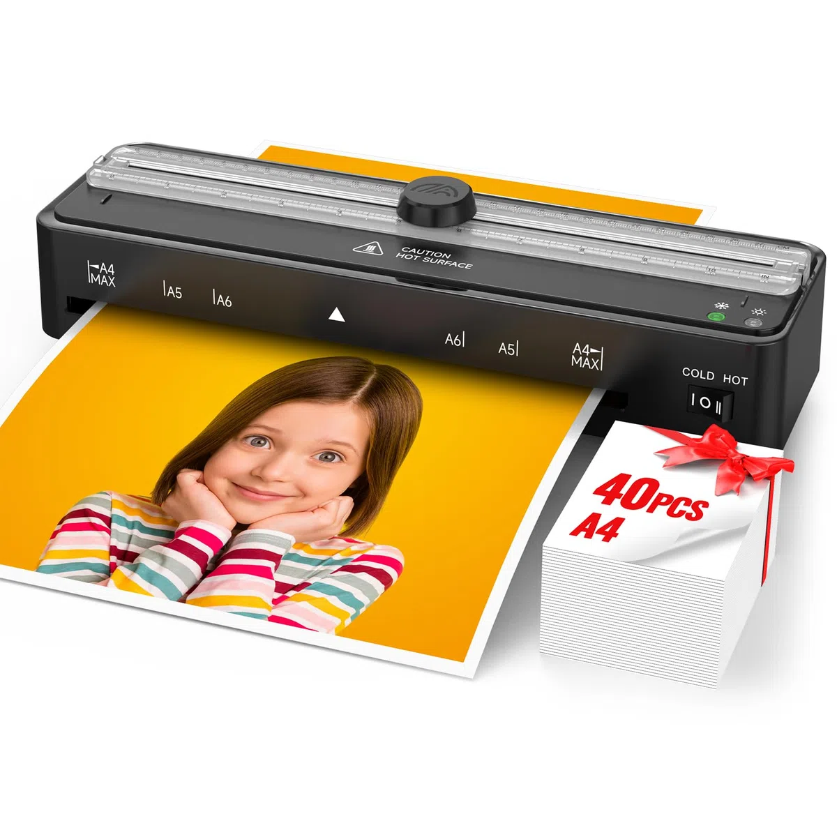 Máquina laminadora con 20 bolsas de laminación A4, laminación térmica y fría, cortador integrado, calentamiento rápido, máquina laminadora portátil de 9 pulgadas para uso en casa, oficina, escuela