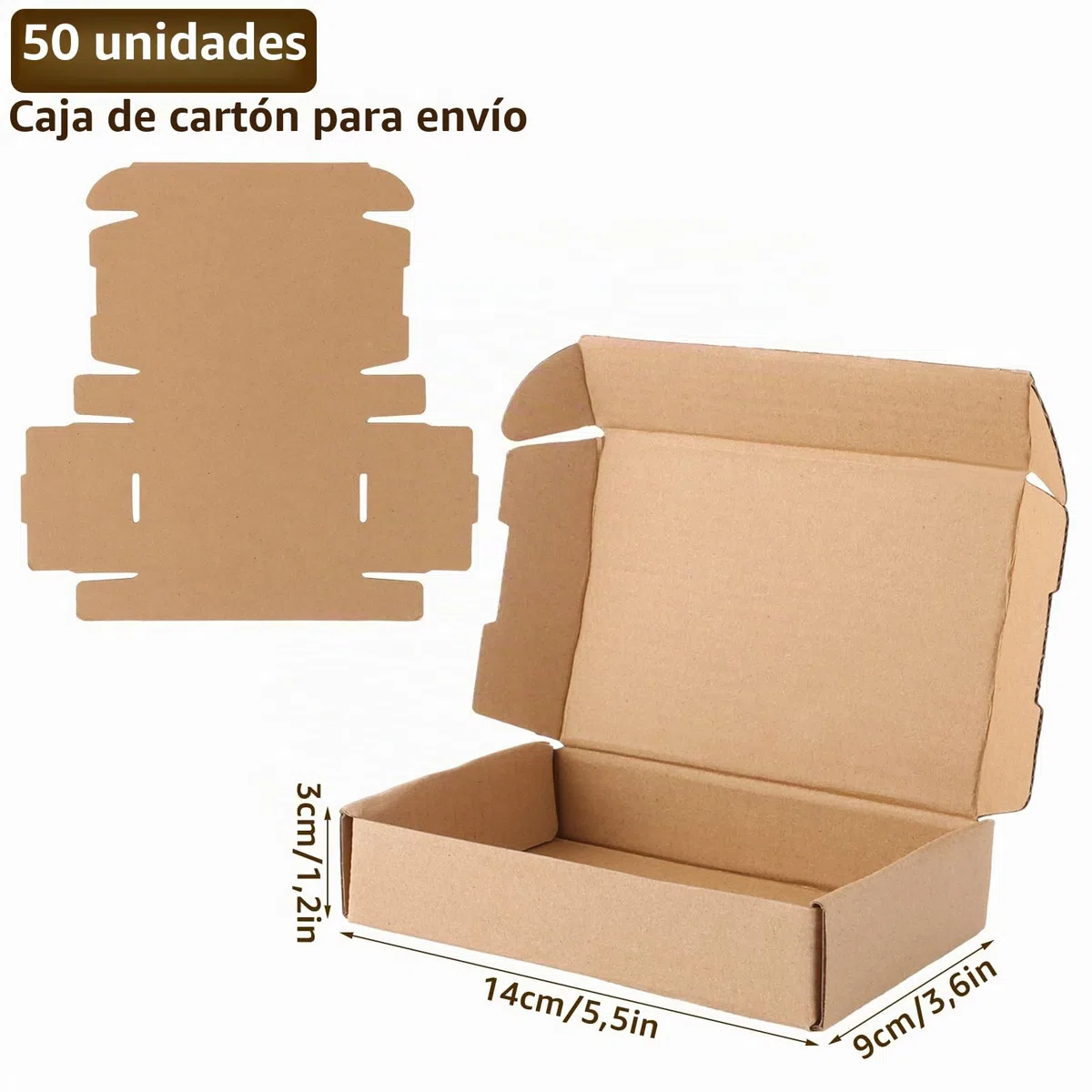 50 cajas de cartón para envío, pequeñas, 14 x 9 x 3 cm, cartón ondulado, para envío, embalaje, artesanía, regalos