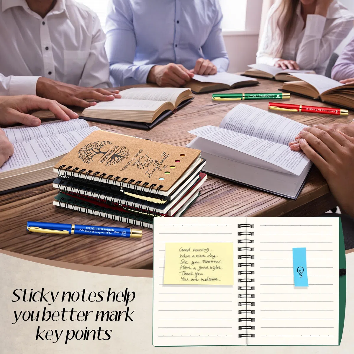 Dunzoom 100 cuadernos de oración de regalo cristiano con notas adhesivas, bolígrafos para estudio bíblico, árbol religioso de la vida, diario A6, regalo inspirador para la escuela de la iglesia