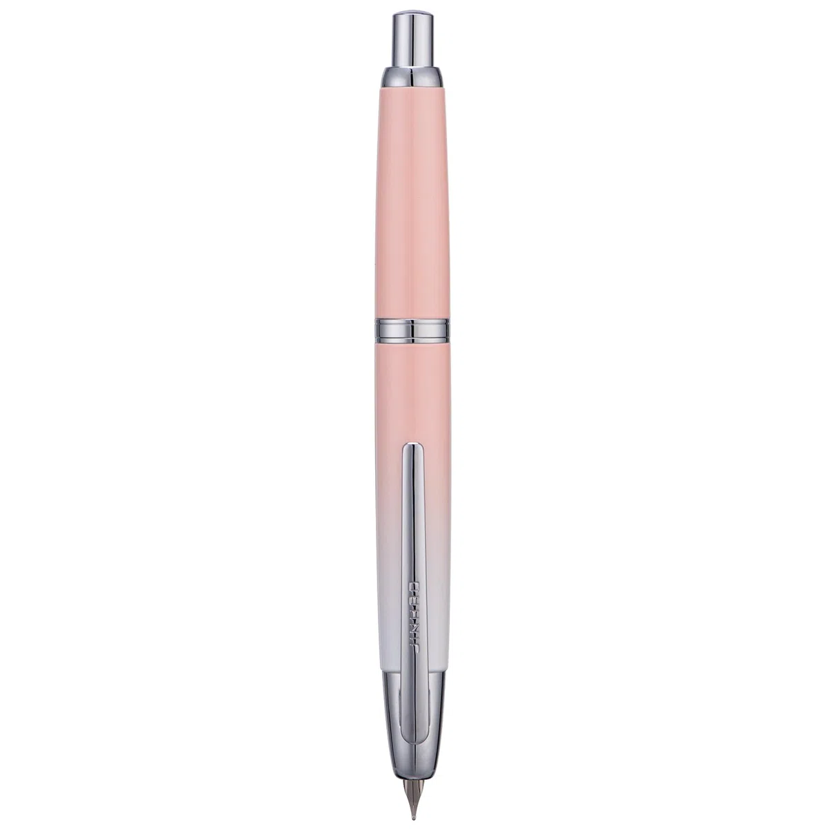 Jinhao 10 - Pluma estilográfica presurizada con caja, punta retráctil mediana en degradado rosa melocotón con conjunto de convertidor de tinta (clip plateado)