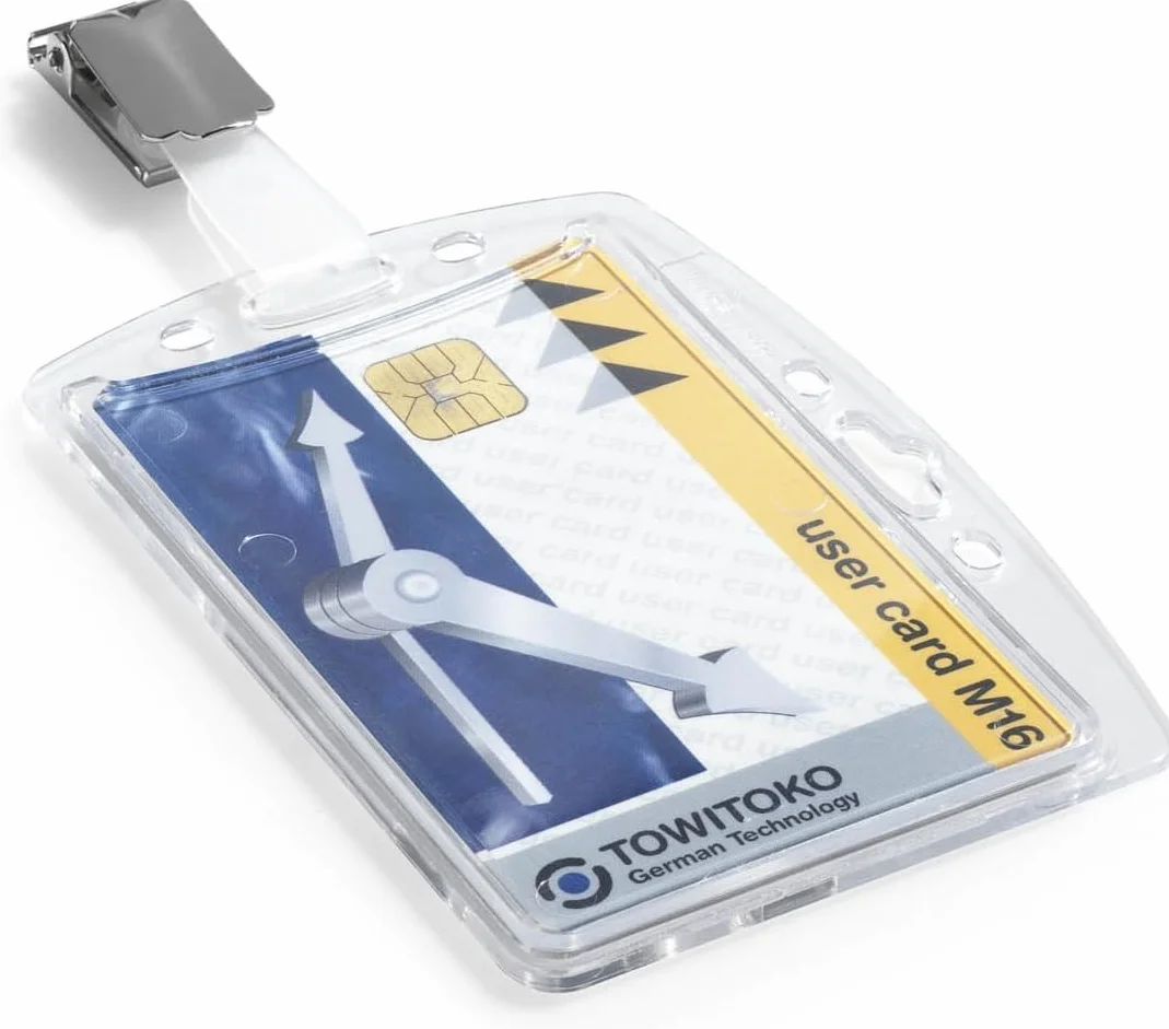 Durable 800519 Identificador rígido con pinza para 1 tarjeta de seguridad/credencial 54 x 87 mm, 25 piezas, transparente
