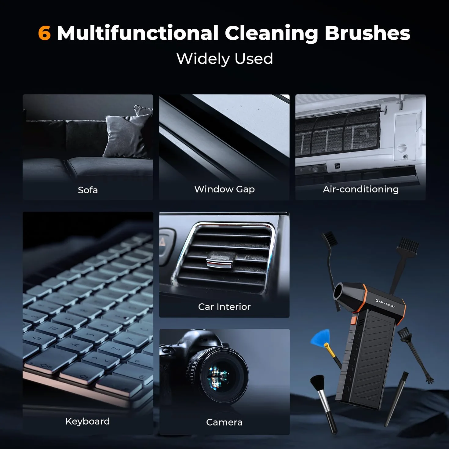 K&F CONCEPT BS500M Soplador y Aspirador Eléctrico 2 en 1 300000 RPM | Conexión Magnética |3 Velocidades | Air Duster con 2 Luces LED | Motor Brushless | Limpieza para PC, Teclados, Autos y Exteriores