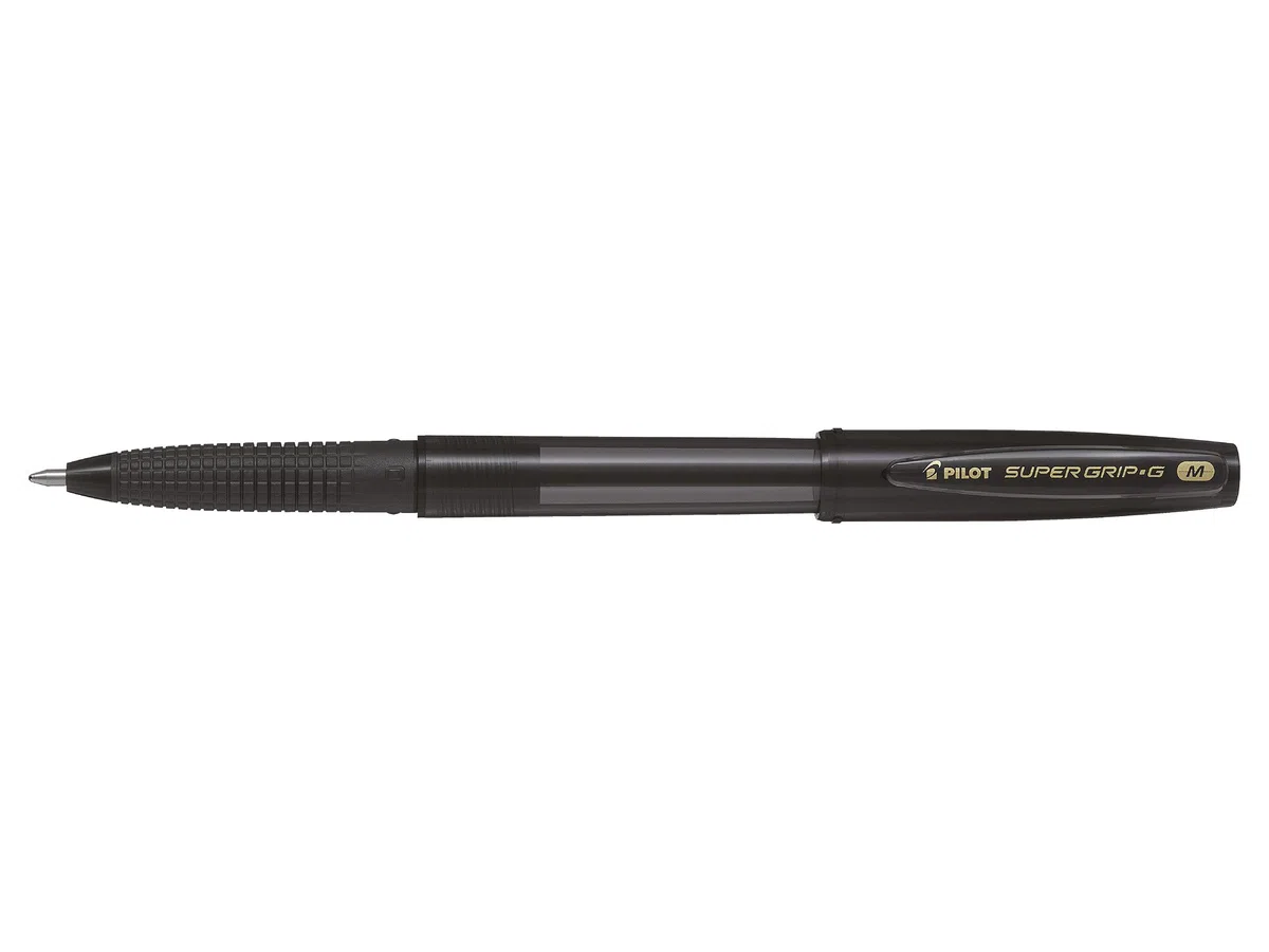 Bolígrafo Pilot Super Grip G Stick - Bolígrafo de punta redonda, trazo mediano, color azul, (40 unidades)., color negro