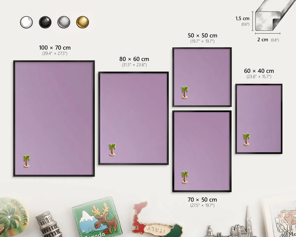 Panel Magnético Informativo 60x40 cm | con Marco Negro | Morado Claro | Montaje Fácil | Pizarra de Pared | Para Restaurante y Bar | Expositor para Menú, Ofertas del Día