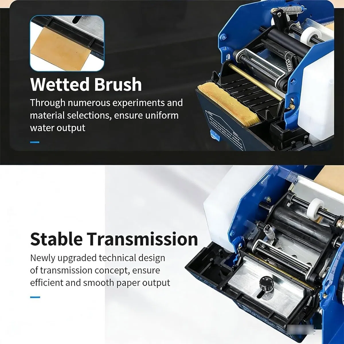 Máquina de cinta de papel de pegamento húmedo, dispensador manual semiautomático de cinta activado por agua para uso comercial y doméstico, ideal para almacén y envío urgente