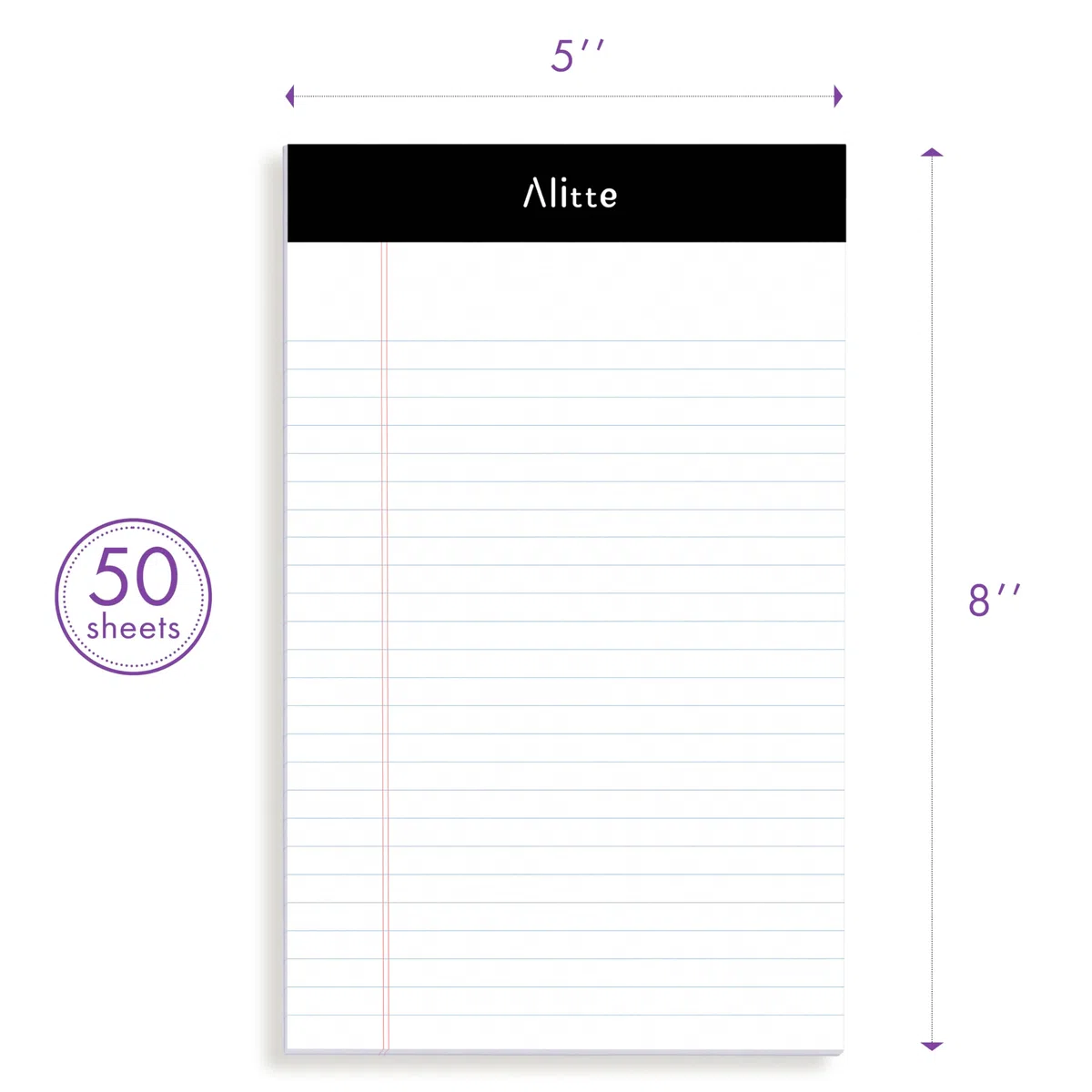 Alitte Bloc de notas legales de 5 x 8 pulgadas, paquete de 12 bloc de escritura perforado con rayas estrechas, papel grueso de alta calidad, sin sangrado de tinta, blocs legales en blanco para el