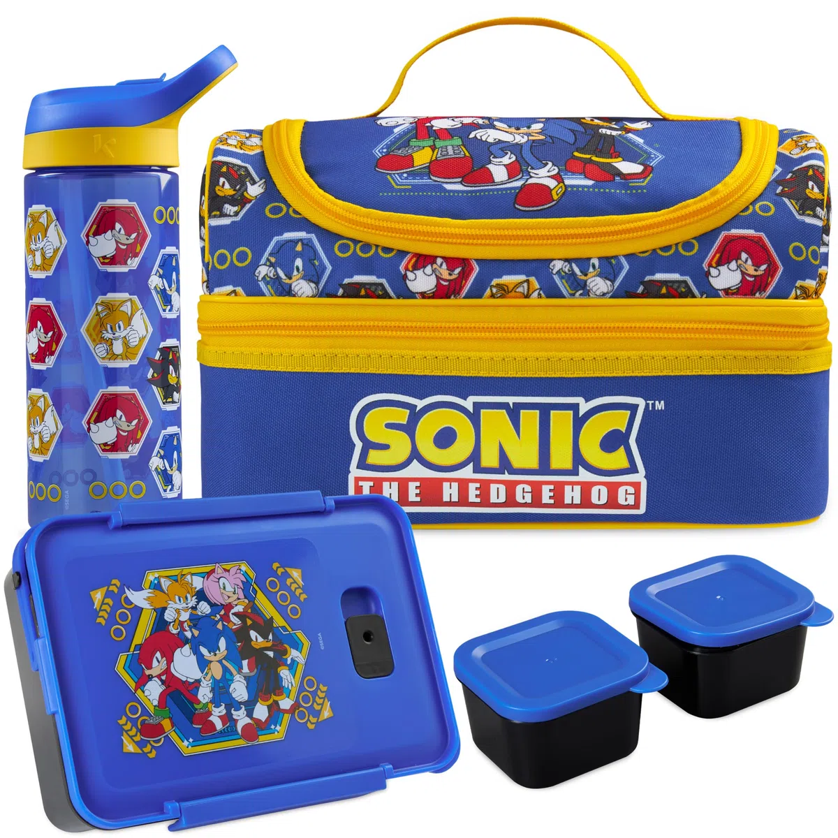 Get Trend SONIC THE HEDGEHOG Bolsa Térmica, Set Niños, 3 Piezas, Botella Agua 600 ml y Caja Bento Fiambrera con 2 Compartimentos, Sin BPA, Colegio y Guardería (Azul/Multi Sonic)