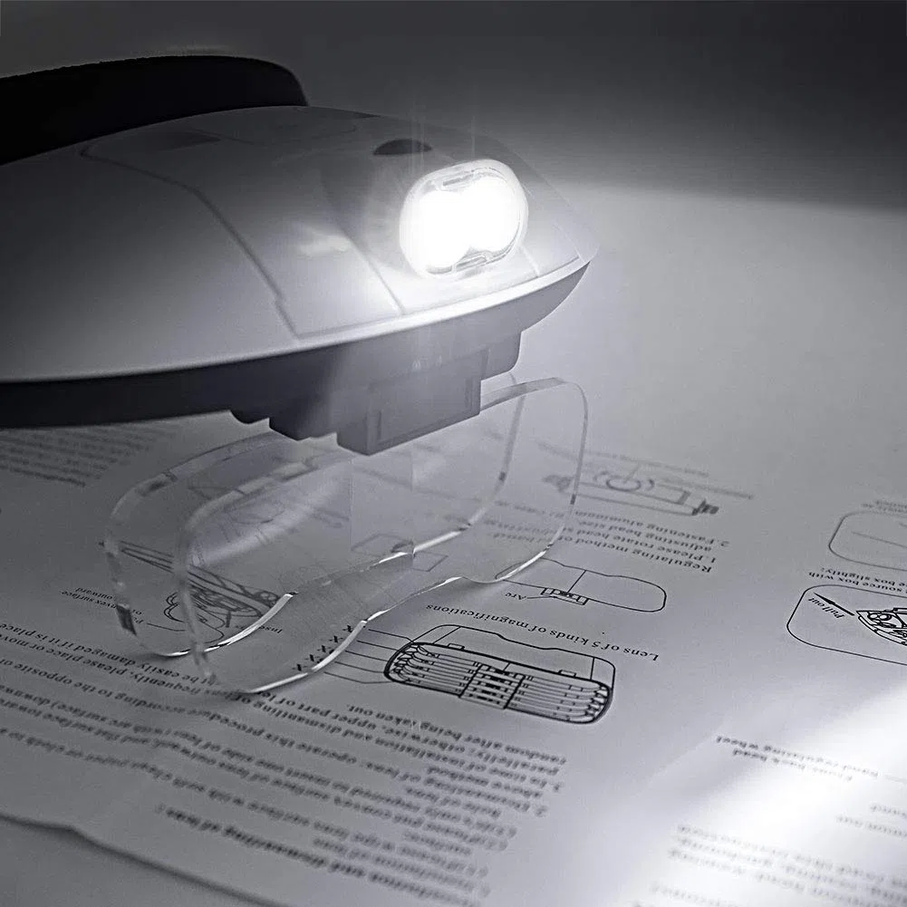 Lupa de Diadema de 1 a 6 aumentos, Lupa de Montaje en la Cabeza con luz LED para Trabajos cercanos, joyeros, Extensiones de pestañas, reparación de Relojes, Lectura