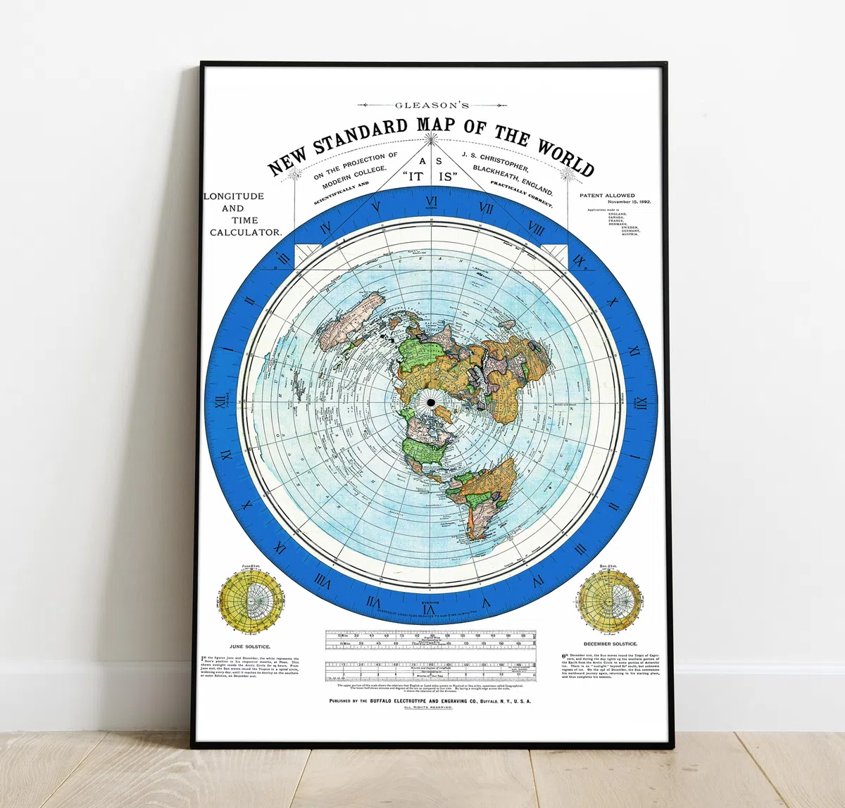 Riley Creative Solutions 1892 - Póster de Mapa de la Tierra (61 x 91 cm), diseño de Alexander Gleason, Blue Ring, 24 x 36
