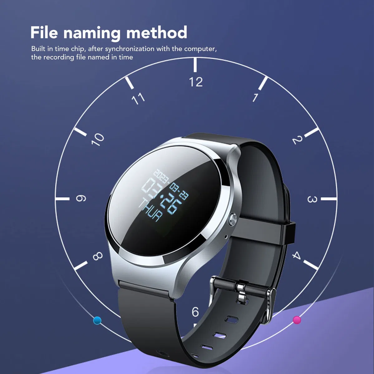 Grabadora de Voz, Reducción de Ruido HD Grabadora de Función MP3, Grabadora de Voz de Ahorro Automático, Reloj de Cifrado de Archivos Portátil (8 Go)