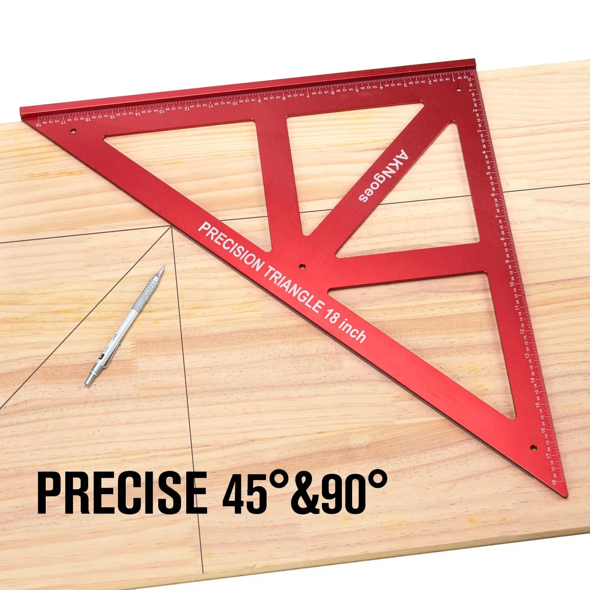 Cuadrado triangular de precisión de 12 pulgadas, escala métrica e imperial para medición precisa de 90 y 45 grados, transportador de trazador de carpintería, regla de arquitecto de aleación de