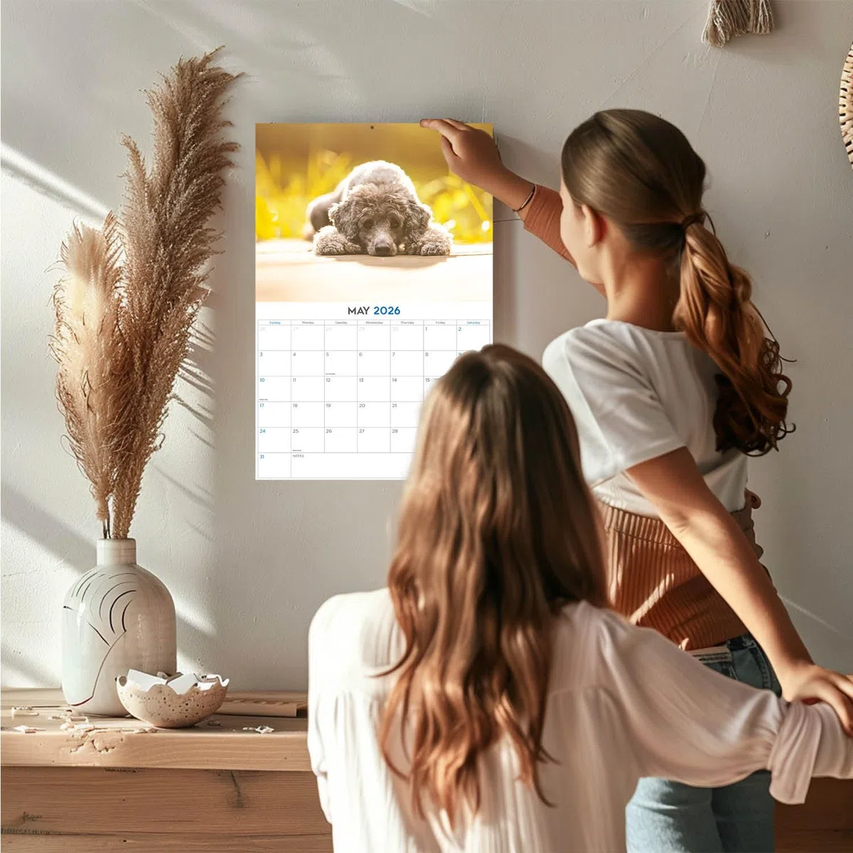Calendario de caniche 2024 2025 – Calendario mensual de pared de raza de perro – 12 x 18 pulgadas abierto – Papel grueso que no se corre – Regalo – Calendario académico para profesores organizando y