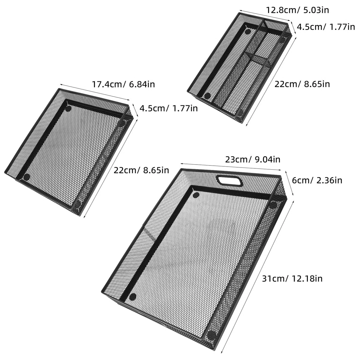 3 separadores de cajones de metal para escritorio - Organizador de cajones de malla metálica pequeña - Caja de almacenamiento de artículos de oficina para escritorio, baño, cocina y