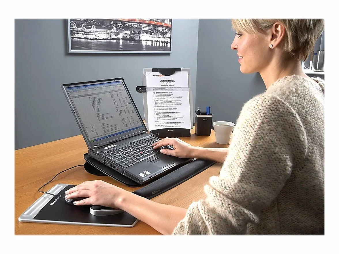 Fellowes Office Suites - Atril de sobremesa 3 en 1, negro/plata