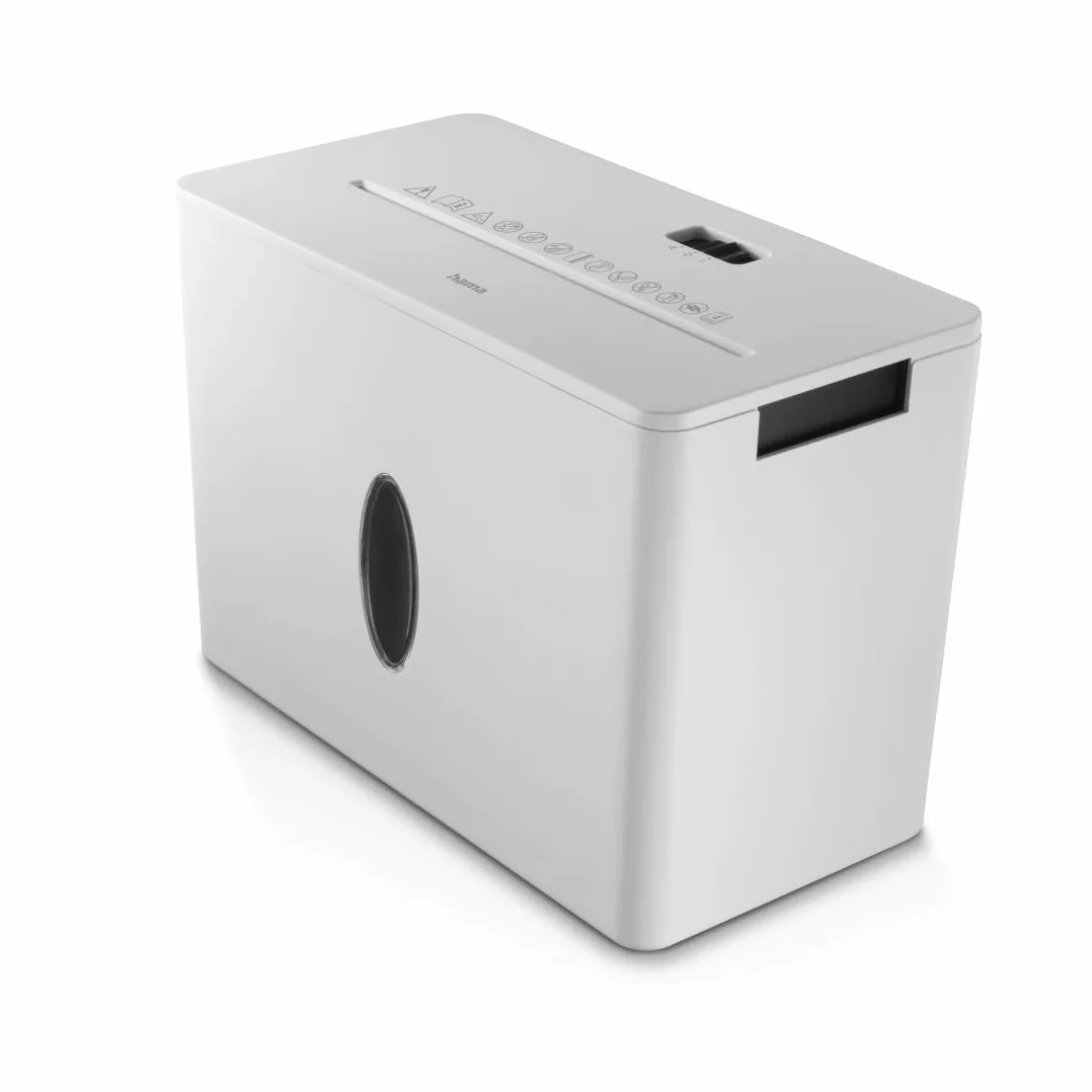 Hama |Trituradora Papel Nivel Seguridad E-3,P-4,T-4 ("SafeX40-W, Destructora Papel, 29,5x15,5x20,7cm, Niv Ruido: 64db, Velocidad: 1,8m/min, 4x33mm Corte, 4 Hojas A4, Tarjetas crédito, Grapas) Blanco