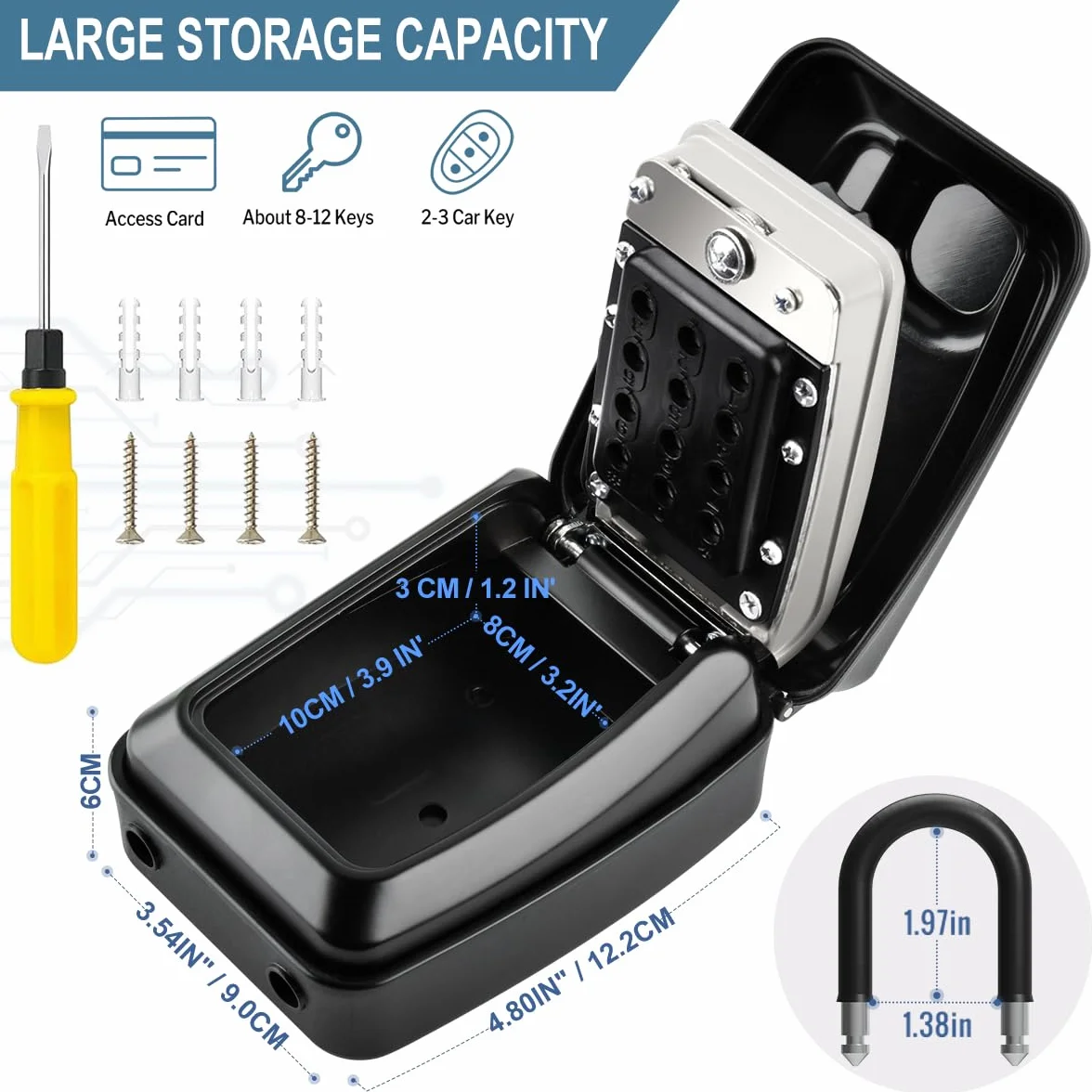 Caja para Llaves con Codigo 12 Dígitos Caja Fuerte Impermeable Exterior Interior Hogar