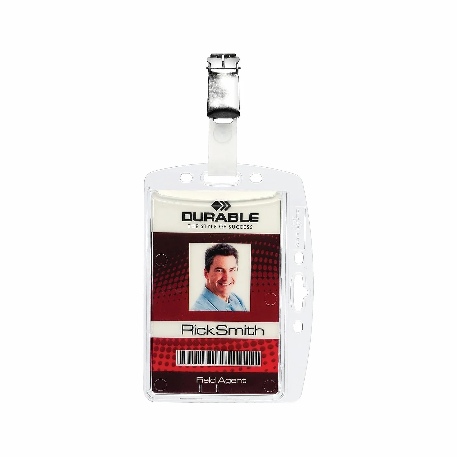 Durable 800519 Identificador rígido con pinza para 1 tarjeta de seguridad/credencial 54 x 87 mm, 25 piezas, transparente